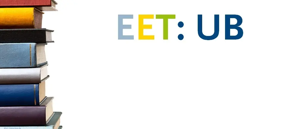 Slider_EET Bücherstapel mit Schriftzug "EET: UB"