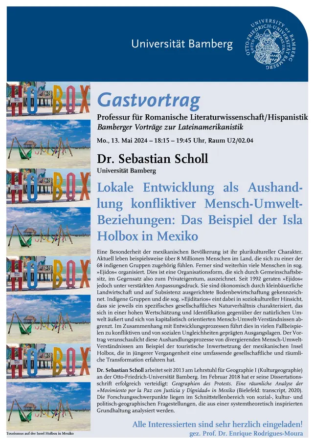 Plakat zum Vortrag von Dr. Sebastian Scholl 