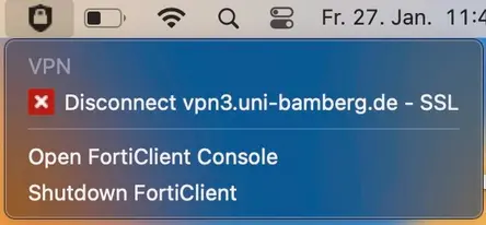 Ansicht Menüleiste: VPN-Uni-Bamberg trennen