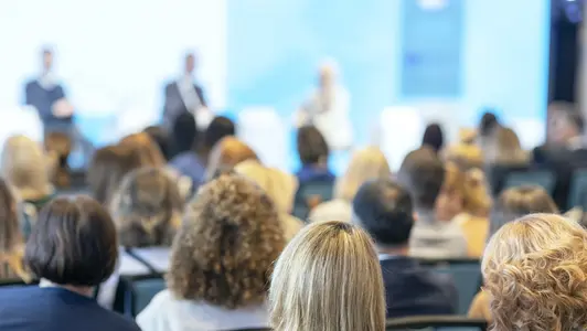 Business conference and presentation, international political meeting or roundtable Business conference and presentation, international political meeting or roundtable