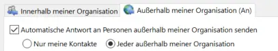 Ansicht Zusätzliche Optionen der automatischen Antwort