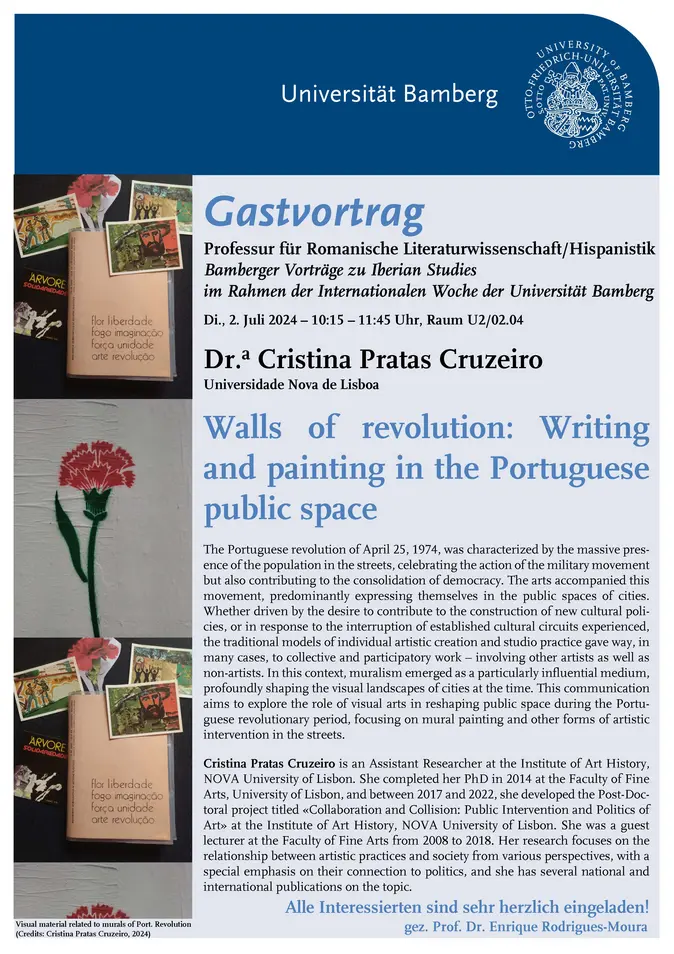 Plakat zum Vortrag von Dr. Cristina Pratas Cruzeiro 
