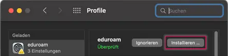 View Install eduroam profile