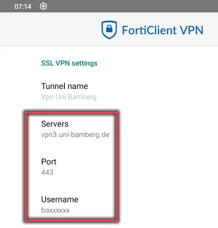 Ansicht VPN Einstellungen