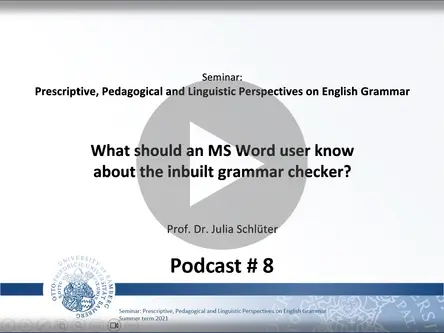 A video podcast providing basic information about Word's grammar checker, including a collection of examples that incur the squiggly line. The explanations offered are critically examined against authentic corpus data.