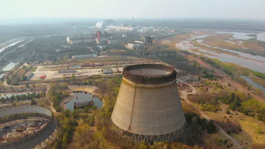 Chernobyl nuclear power plant, Ukrine. Aerial view Chernobyl nuclear power plant, Ukrine. Aerial view