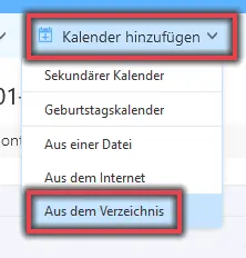 Ansicht Kalender manuell hinzufügen