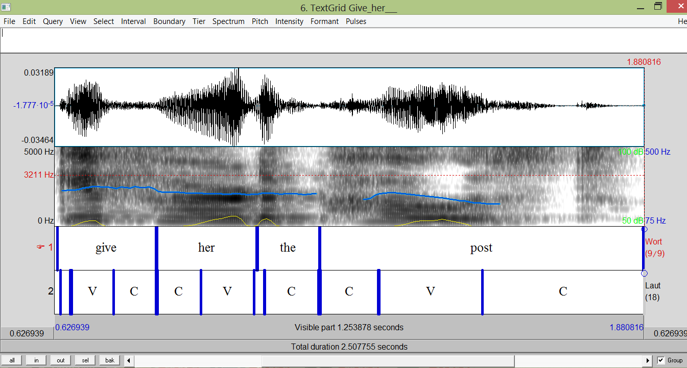 phonetic syllable 2 words object Creating TextGrid 3.2.3 a